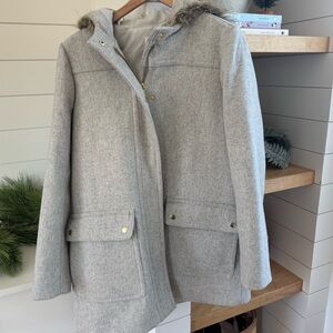 JCREW factory faux fur lined hooded coat | size 10